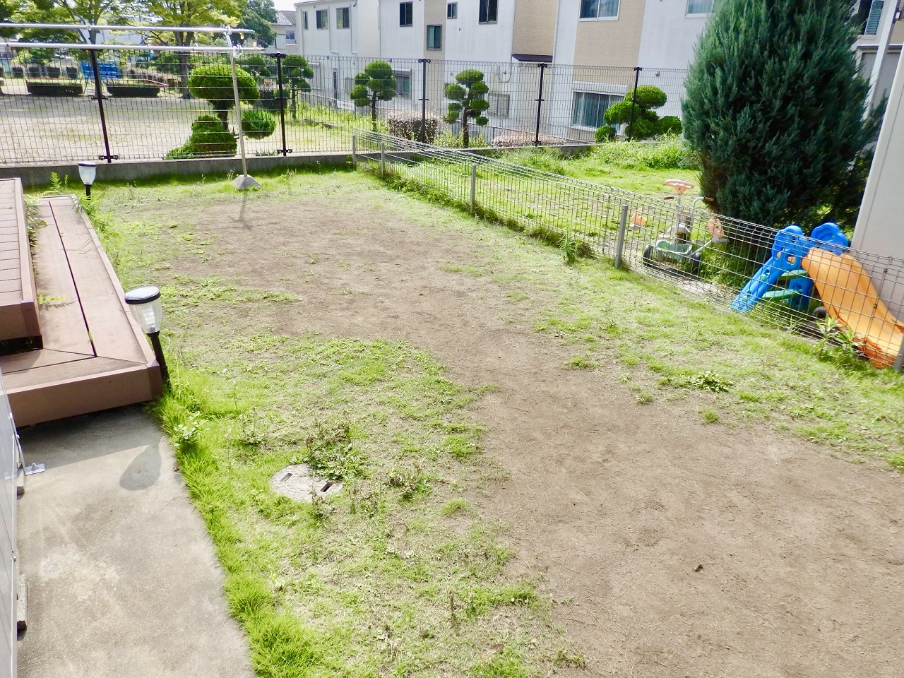天然芝が枯れてしまったお庭